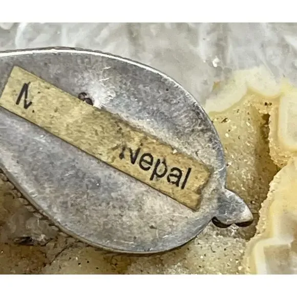 VTG 925 Sterling Nepal Silver Dark Green Malachite Stone Teardrop Pendant 5.5g - Picture 5 of 9